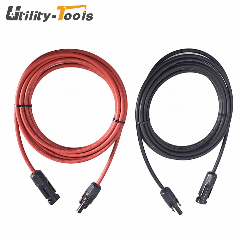 High Quality 12 AWG Black + Red 10 FT Solar Panel Extension Cable Wire Connector
