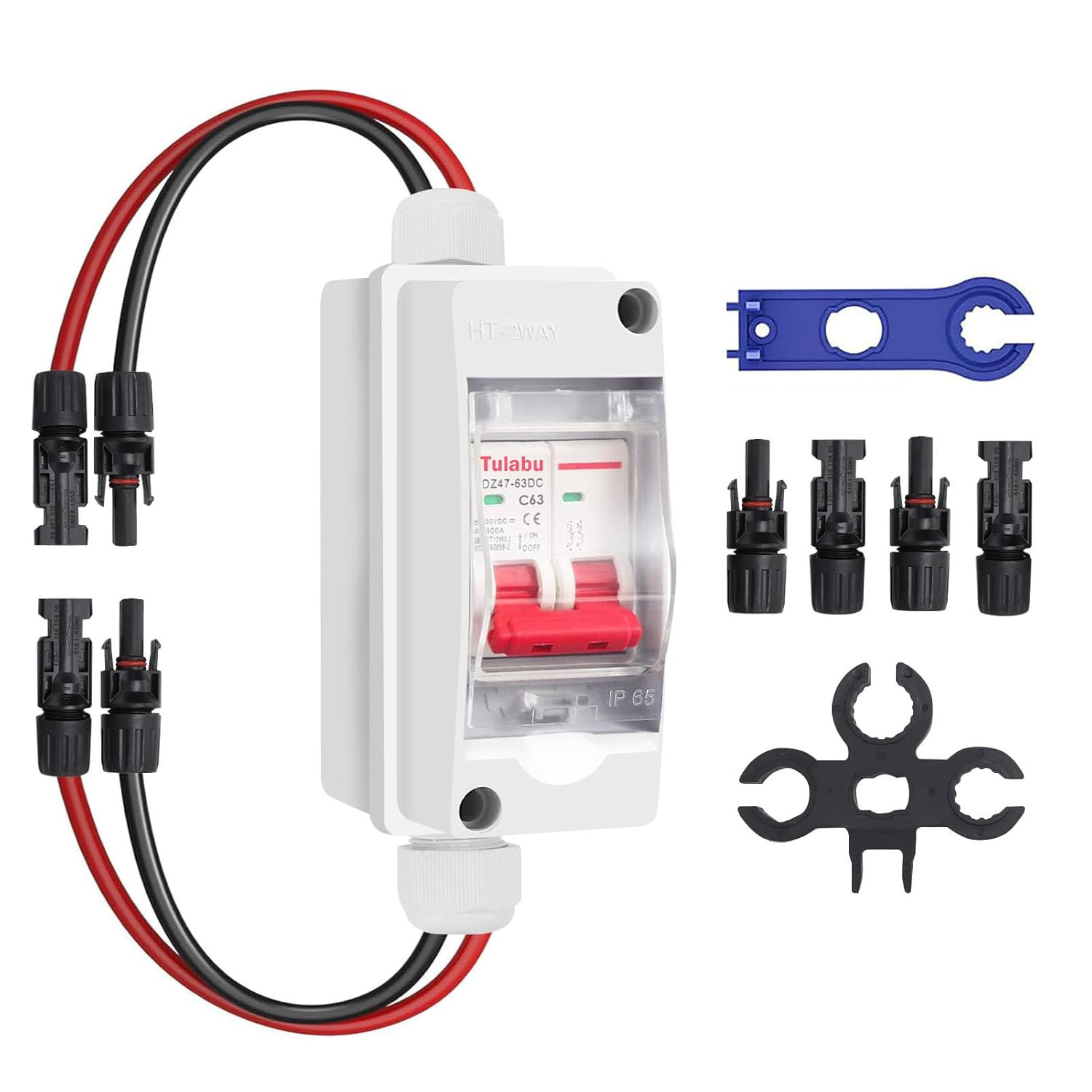 Solar Panel Disconnect Switch 63A DC AC Circuit Breaker Box Outdoor IP65 PV