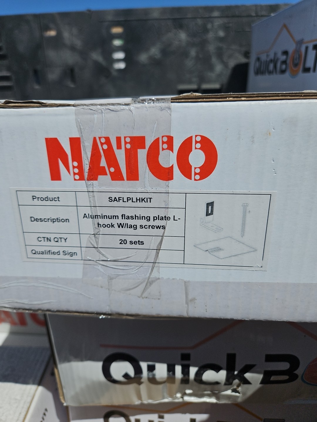 Natco SAFLPLHKIT solar roof flashing kit w/ L Foot y lag screw