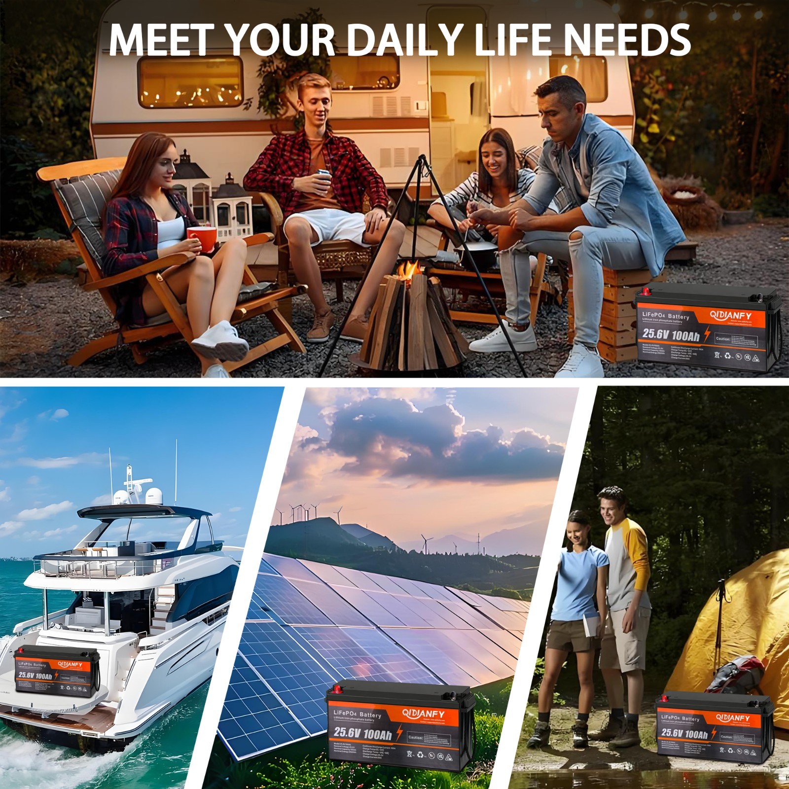 24V 100Ah LiFePO4 Lithium Battery 2560wh 100A BMS Deep Cycles For RV Off-Grid