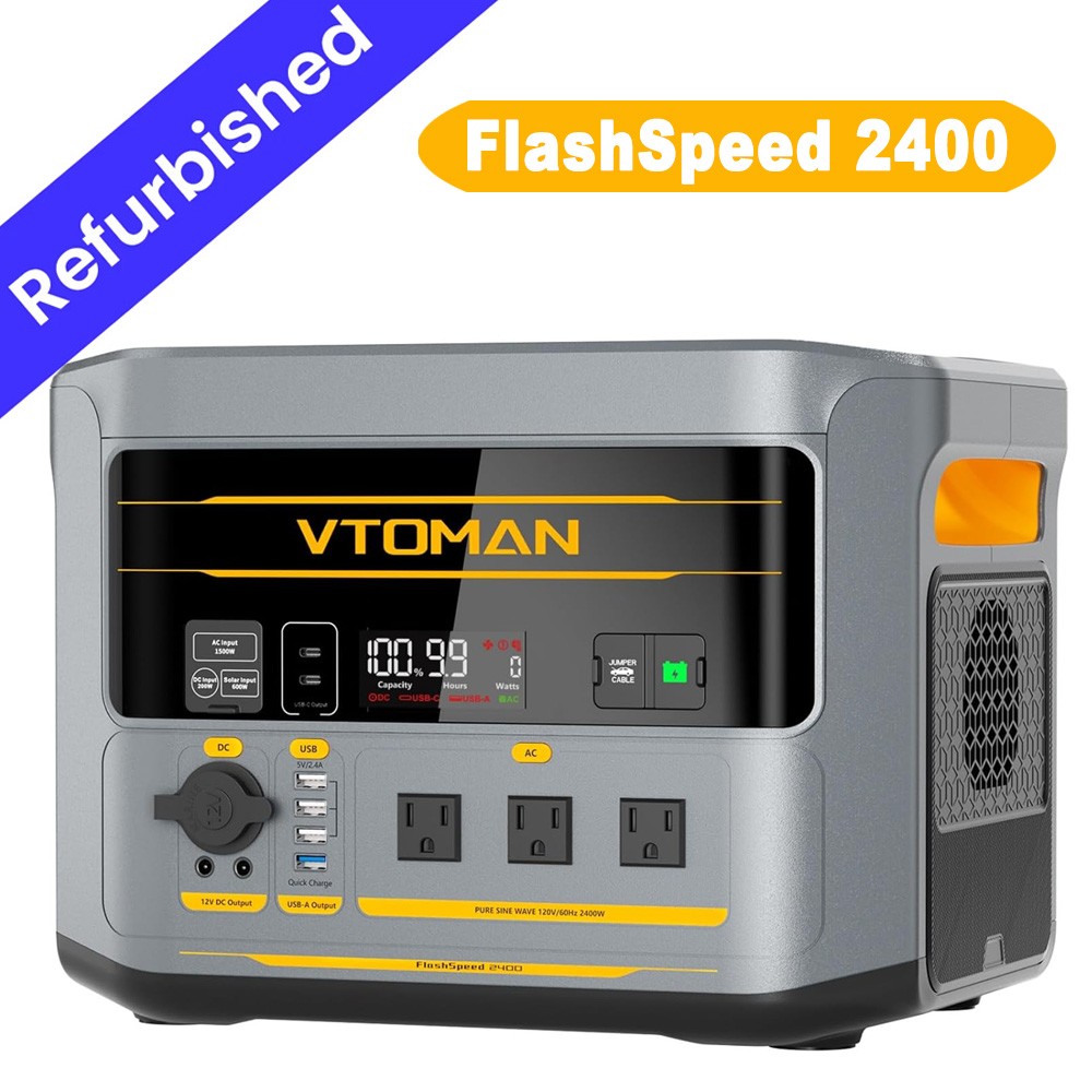 VTOMAN FlashSpeed 2400 Portable Power Station, 1408Wh LiFePO4 Battery 2400W US