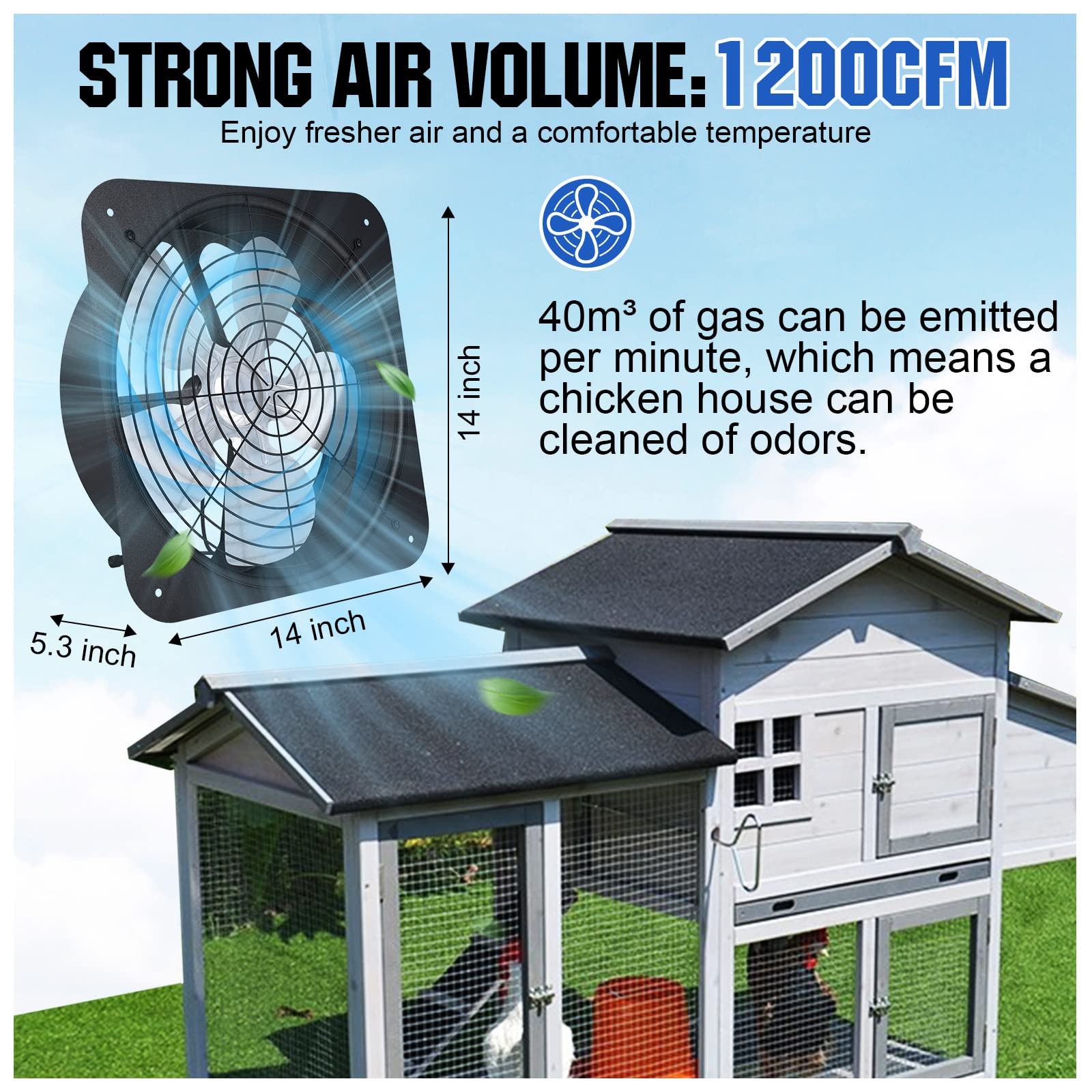50W Solar Attic Fan Kit with 14″ DC Fan for Roof Vent, Coop, Greenhouse
