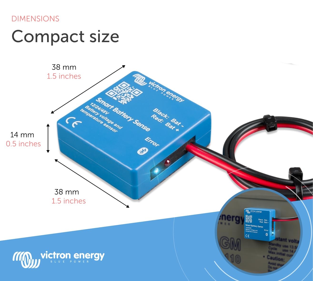 Battery Sense, Voltage and Temperature , Long Range (up to 10m)