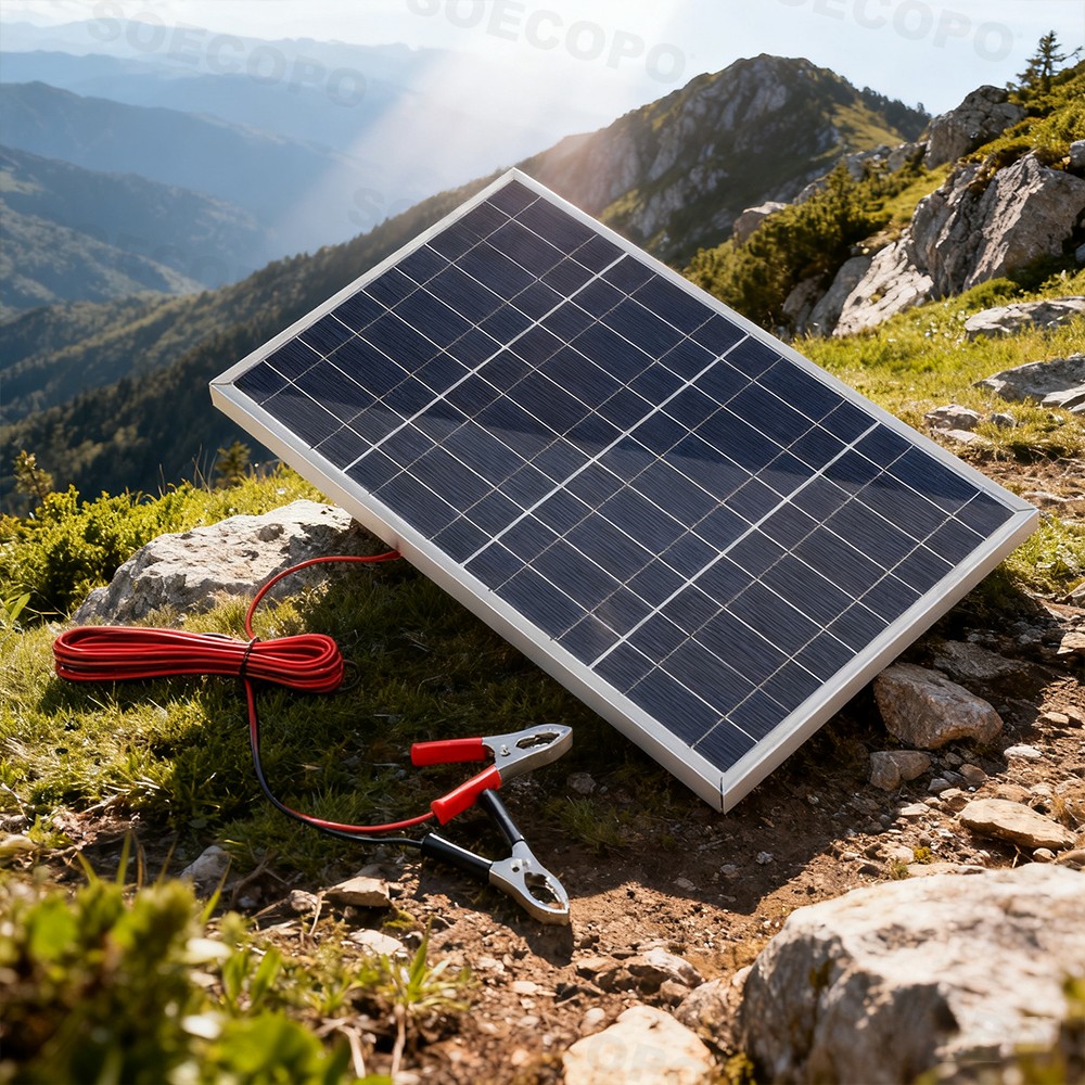 100W Portable Solar Panel with Battery Clips with 30A/60A/100A Controller to Dir