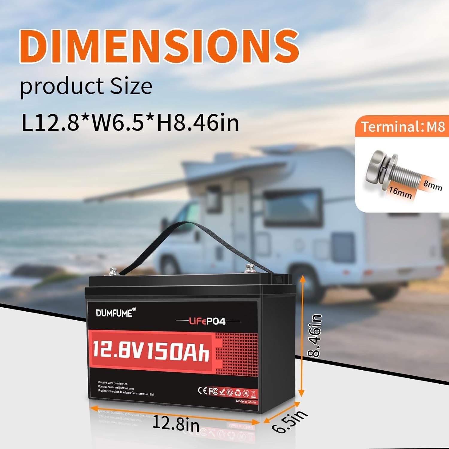12V 150Ah LiFePO4 Lithium Battery 100A BMS, 1920Wh 8000+ Cycle for RVs Off-Grid