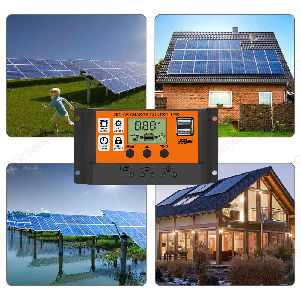 MPPT Solar Panel Regulator Charge Controller Auto Focus Tracking 30-100A 12V/24V