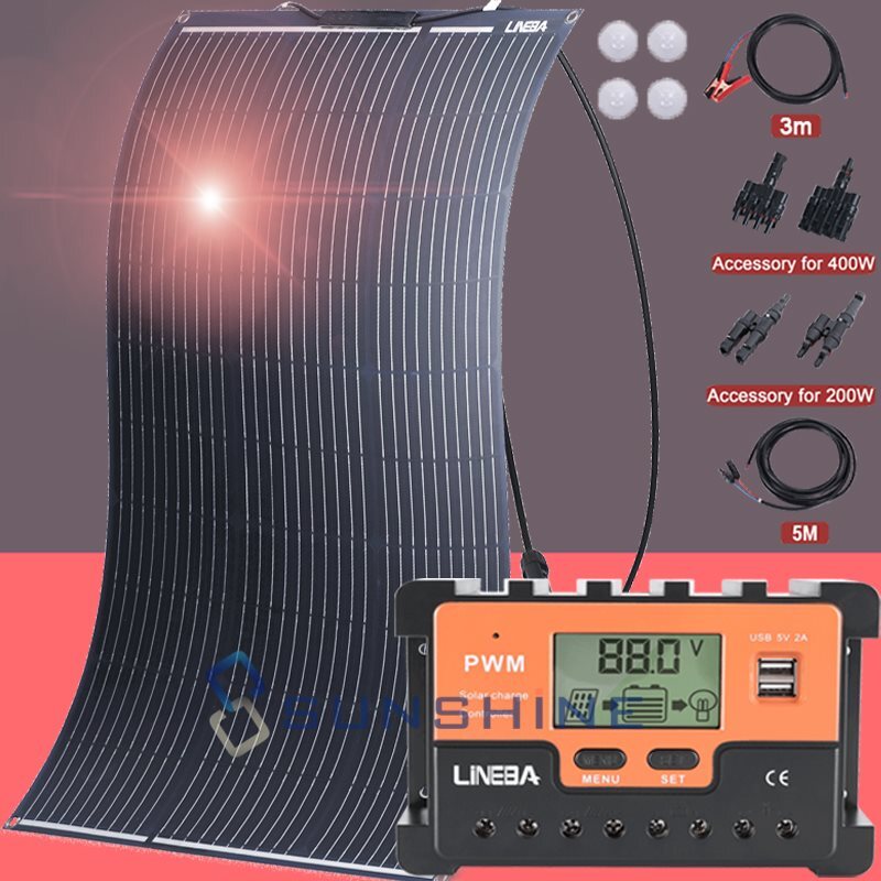 400W Flexible Solar Panel Kit Mono Portable Power Camping Home RV Battery Charge
