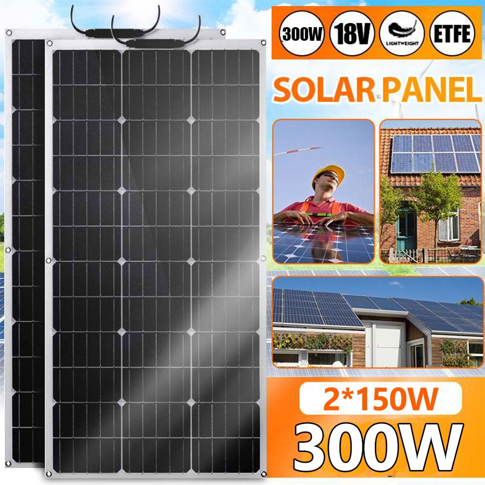 150W Flexible Solar Panel 12V Battery Charging Off Grid for Home RV Boat Camping