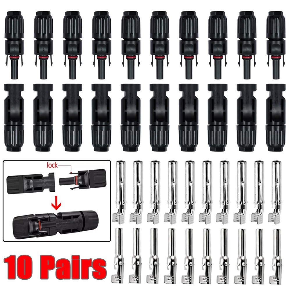 10 Pair Male Female Solar Panel Cable Connectors Wire Cable Connector Waterproof