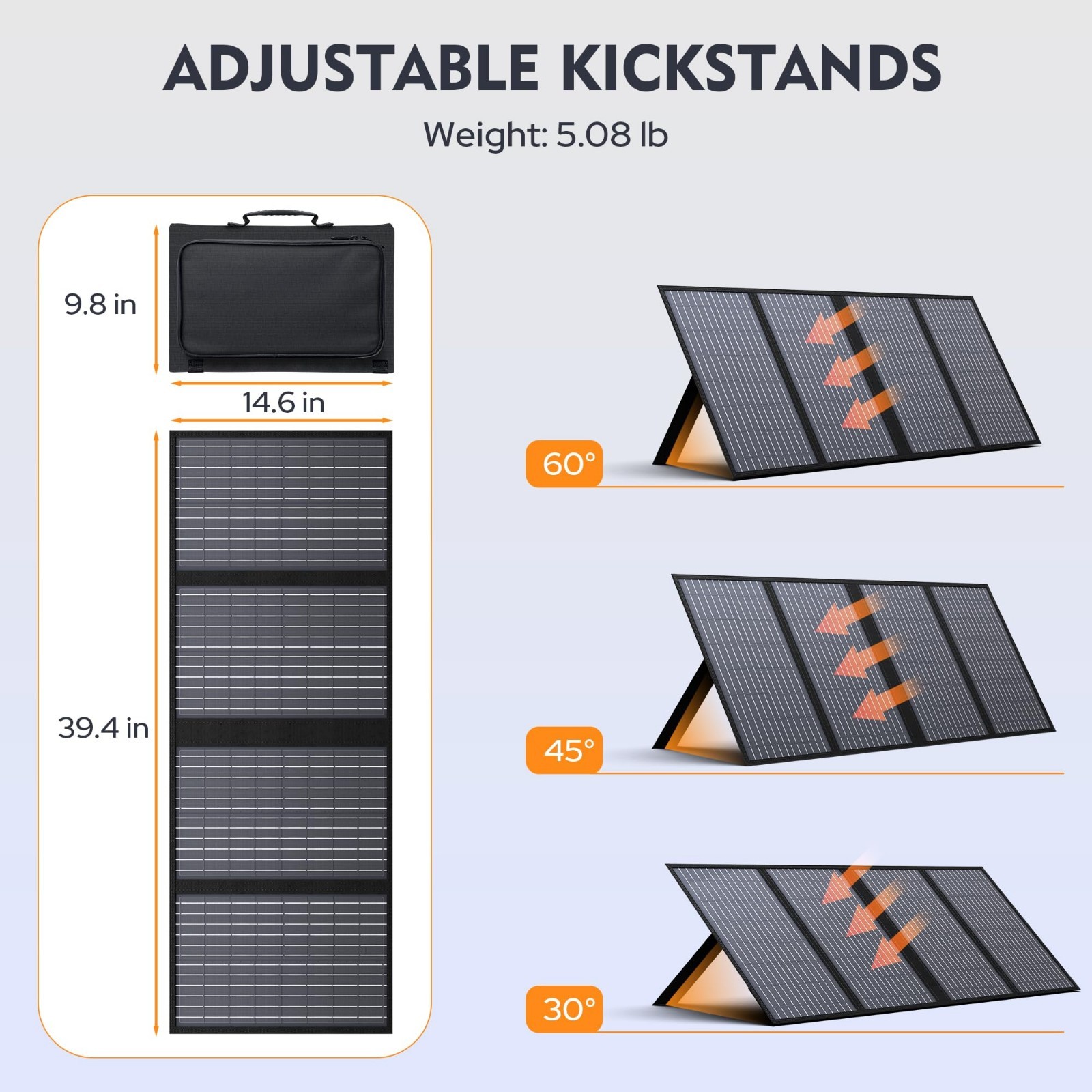 60W Foldable Solar Panel Charger – 18V DC Outlet for Portable Power Stations, QC