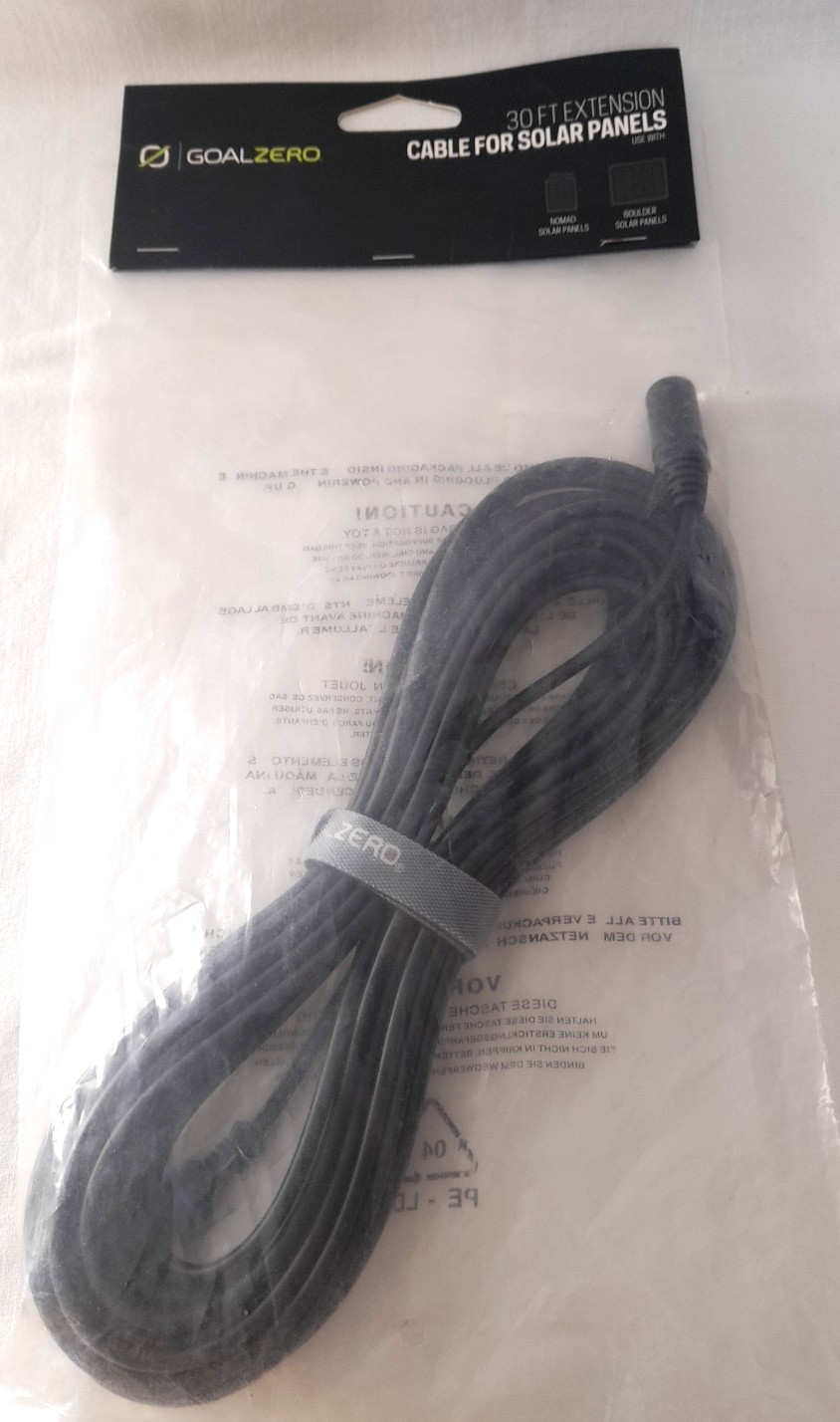 New GOAL ZERO 30 ft EXTENSION Cable for Solar Panels # 98029 Nomad Boulder