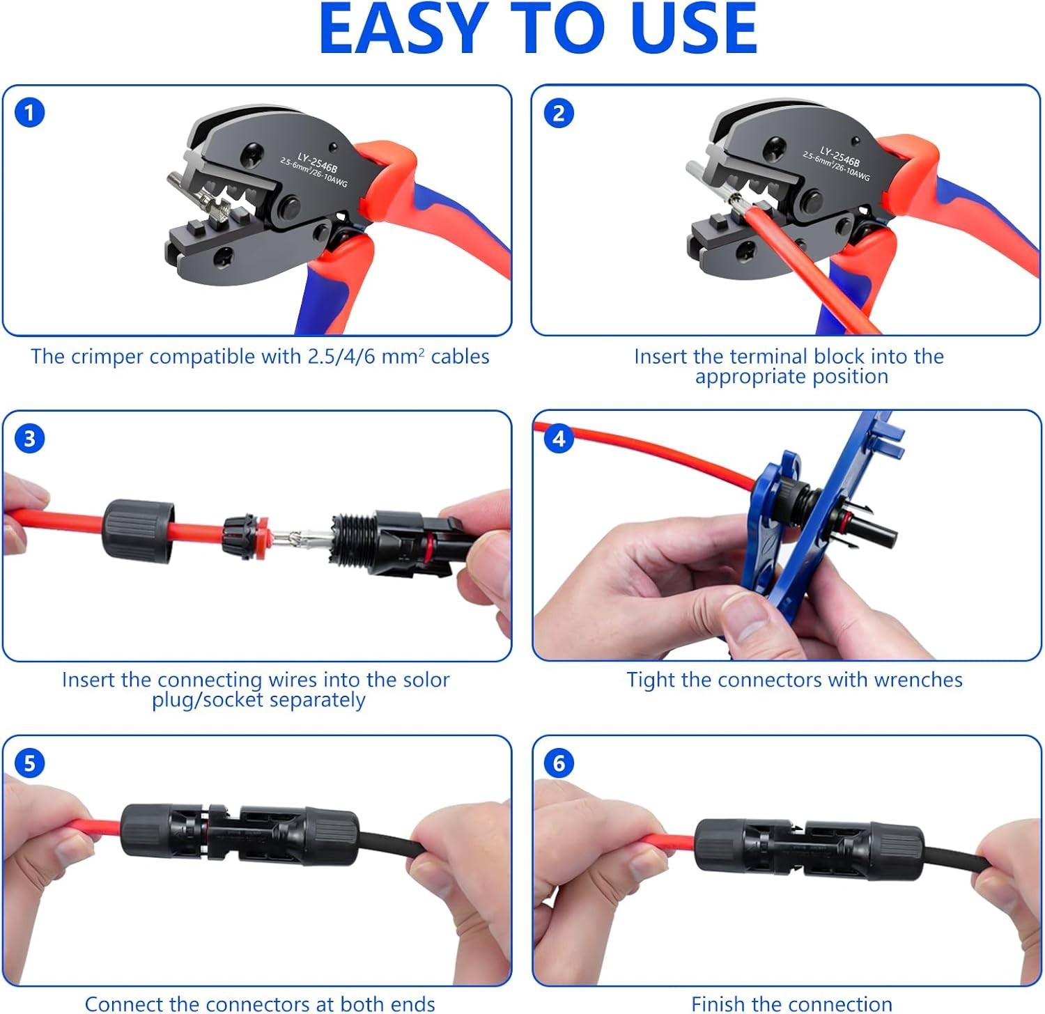 Solar Panel Connector, 60PCS Solar Crimper Tool Kit for Connecting Solar Pane…