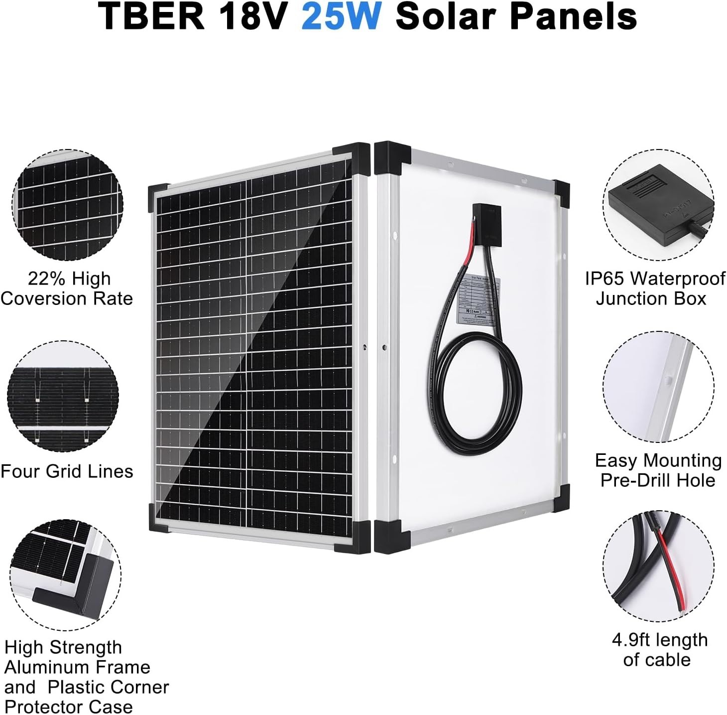 Solar Panel Kit 25W 12V Solar Battery Charger with 10A Charge Controller and …