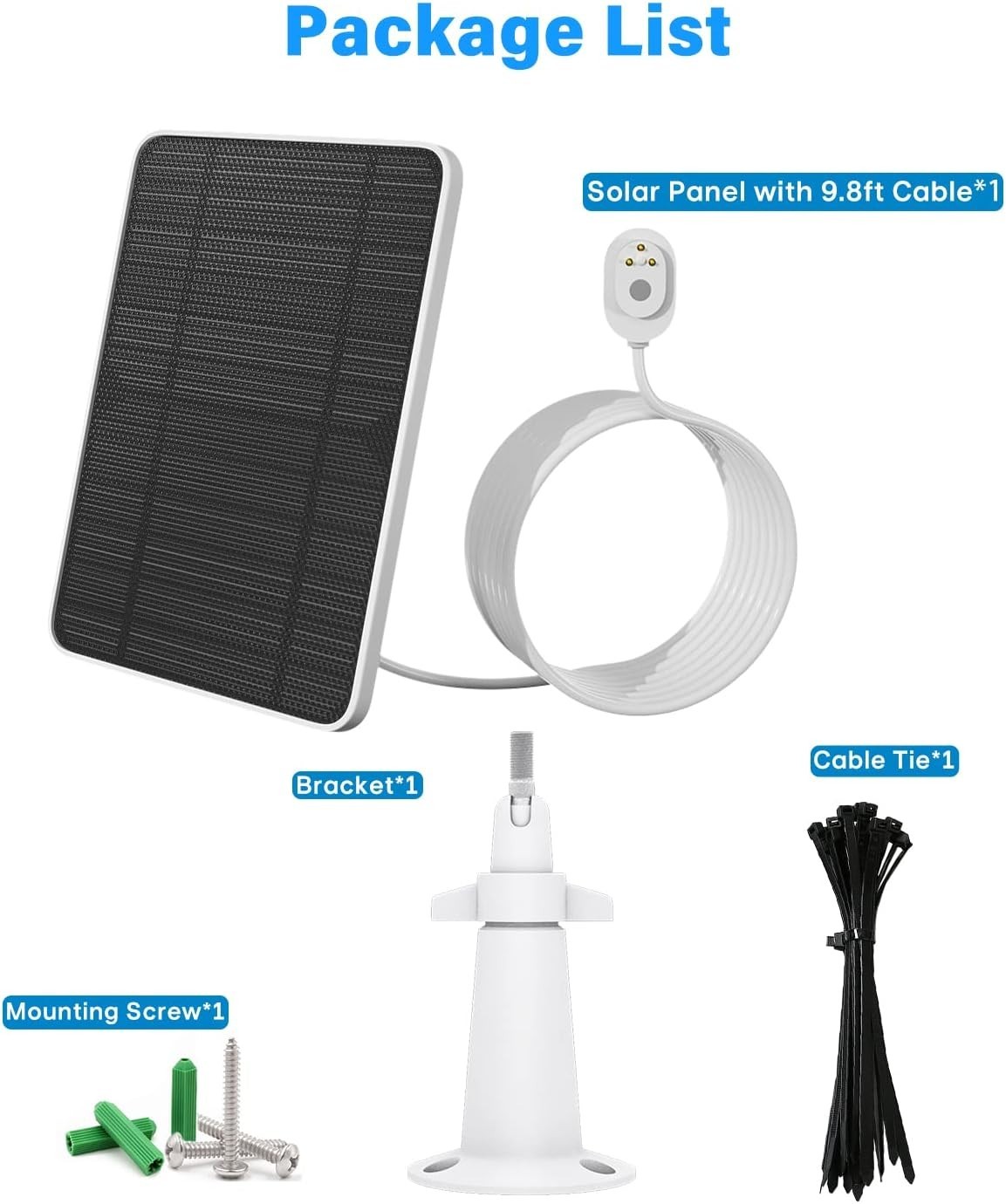 Monocrystalline Solar Panel for Arlo Cameras with 360 Adjustable Bracket