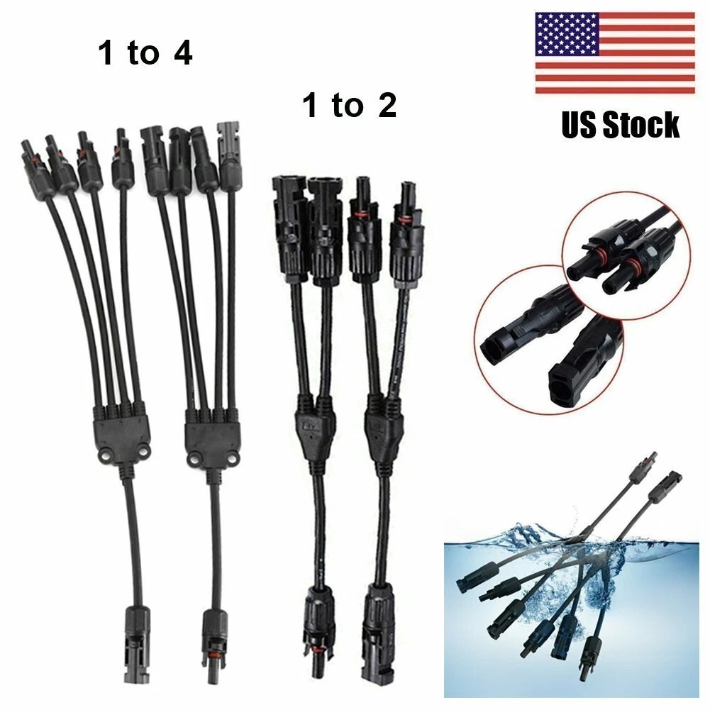 Solar Y Branch Cable T Splitter MMF FFM Waterproof Connector for Solar PV Panel