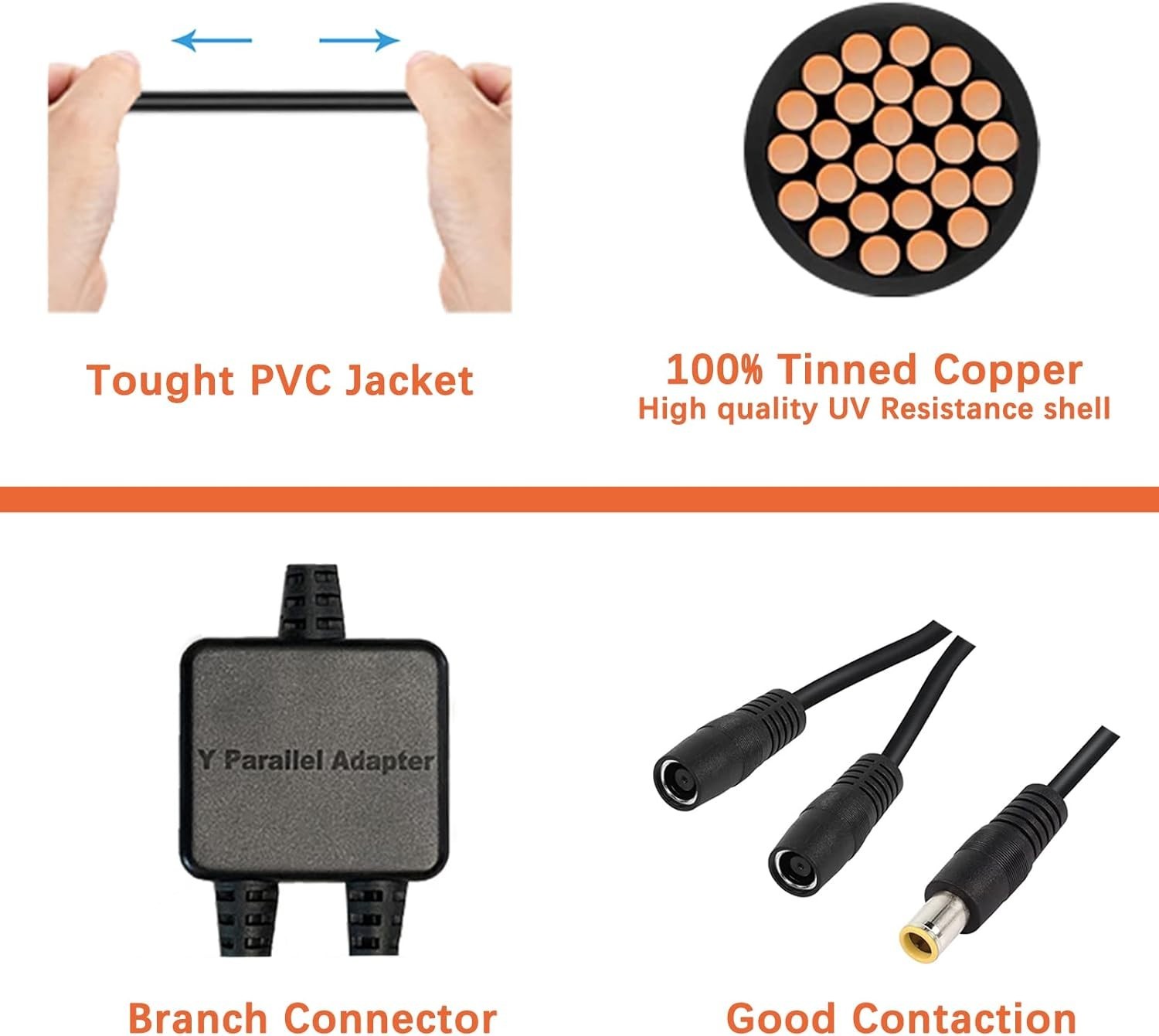 2-in-1 DC8mm Y Branch Parallel Adapter Cable for Solar Panels & Jackery