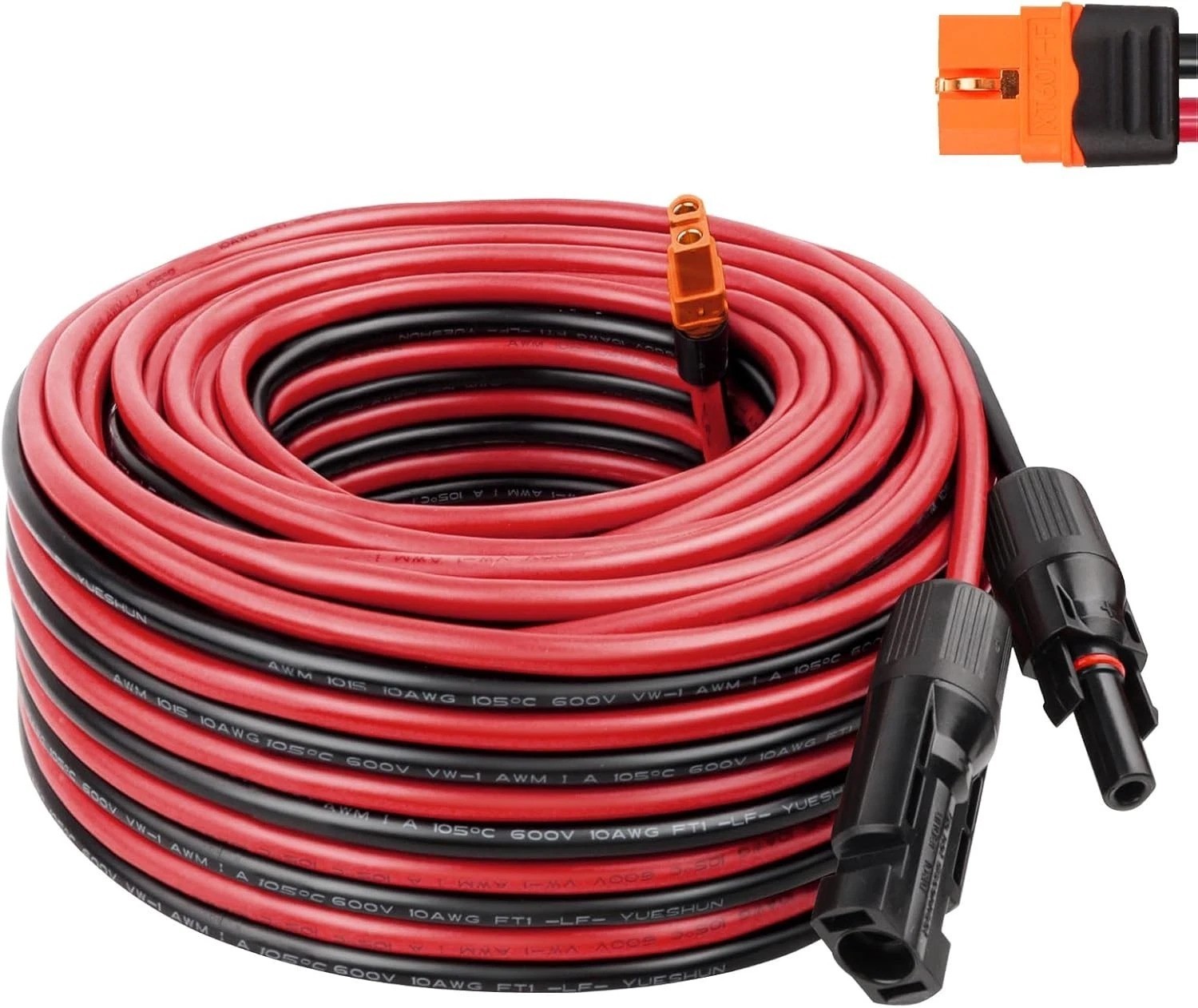 XT60i Solar Cable 50ft 10AWG Heavy Duty Heat Resistant Generator Link