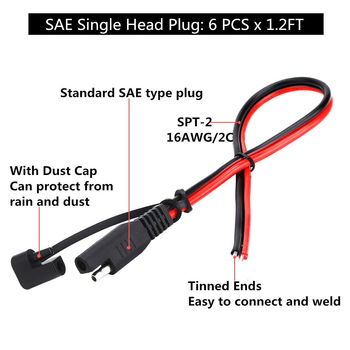 Sae Connector Dc Power Extension Cable 16 Awg Automotive Battery Quick Disconnec