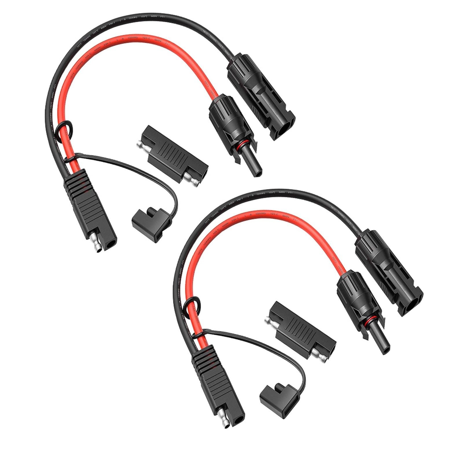 2PCS 1FT 10AWG MC4 to SAE Adapter Cable – Solar Panel Extension, Polarity Revers