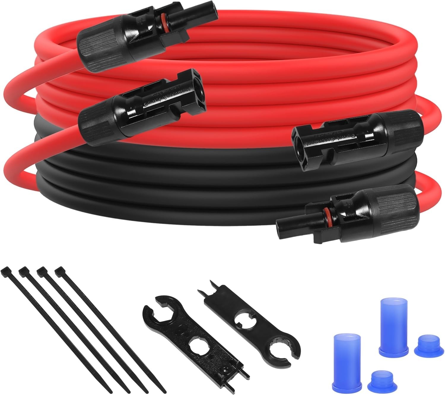 10 FT 10AWG Black+Red Solar Panel Extension Cable w/ Female & Male