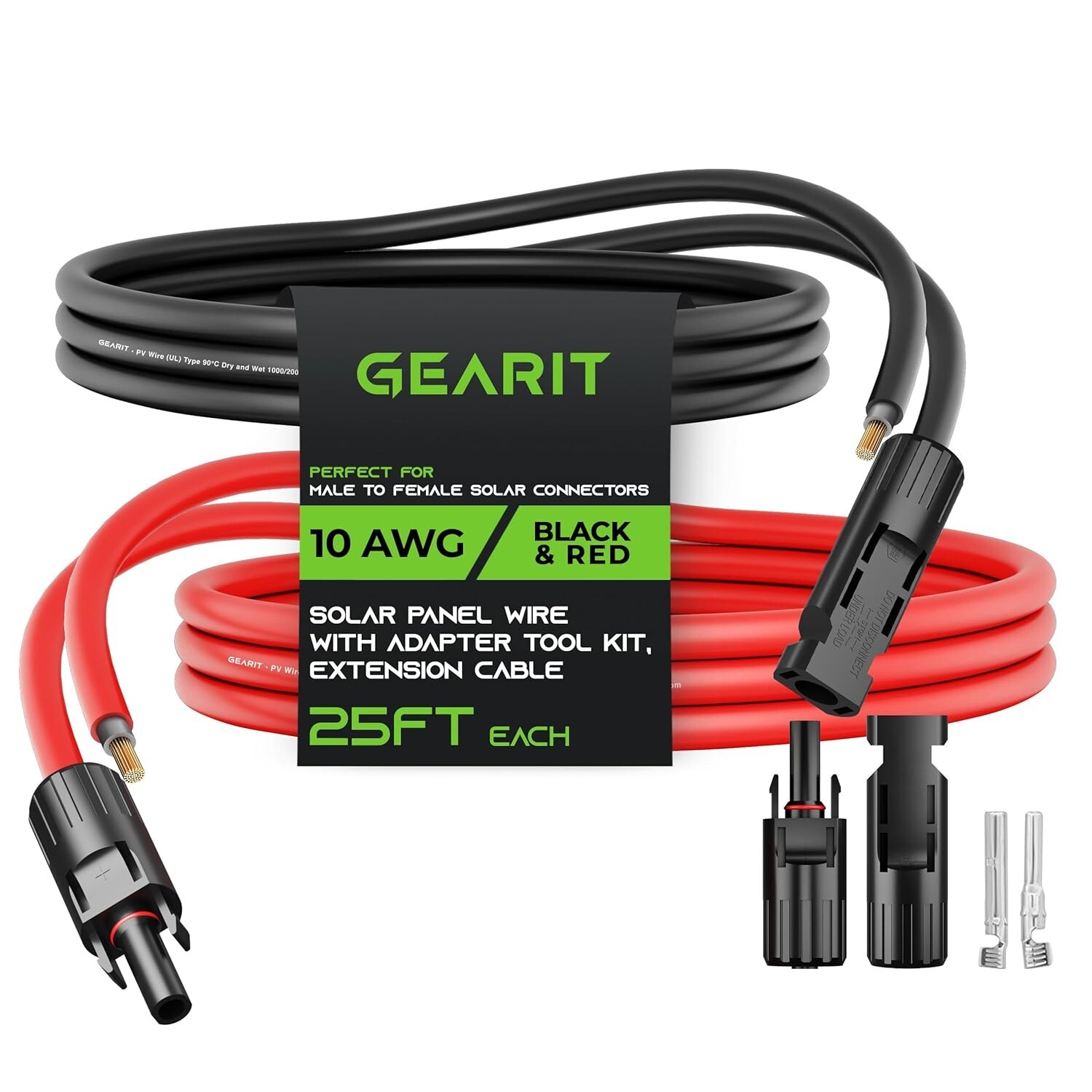 10AWG 25FT Solar Extension Cable with Waterproof Connectors for Secure Setup