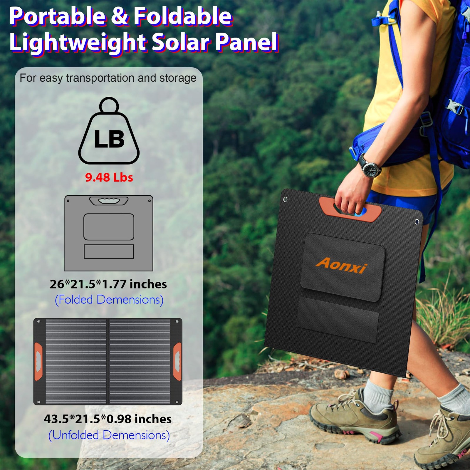 100W Portable Solar Panel for Power Station, Foldable Solar Charger with High…