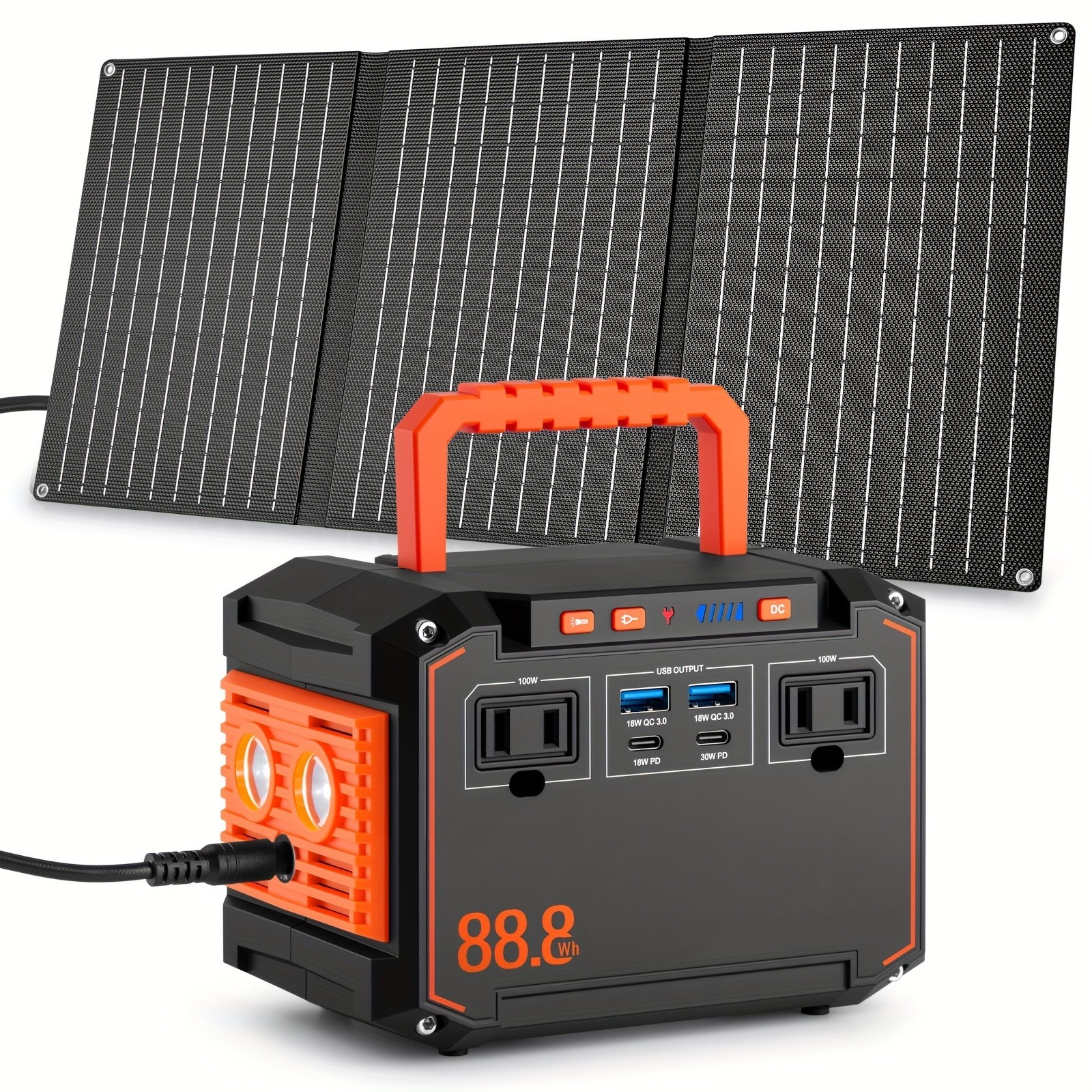 88.8Wh Portable Power Station 24000mAh Solar Generator AC USB Camping Backup