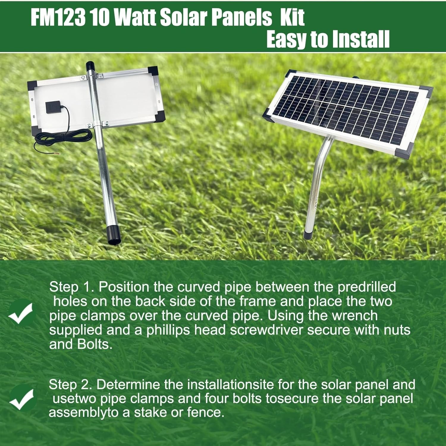 FM123 10 Watt Solar Panels Kit for Mighty Mule GTO PRO Automatic Gate Openers…