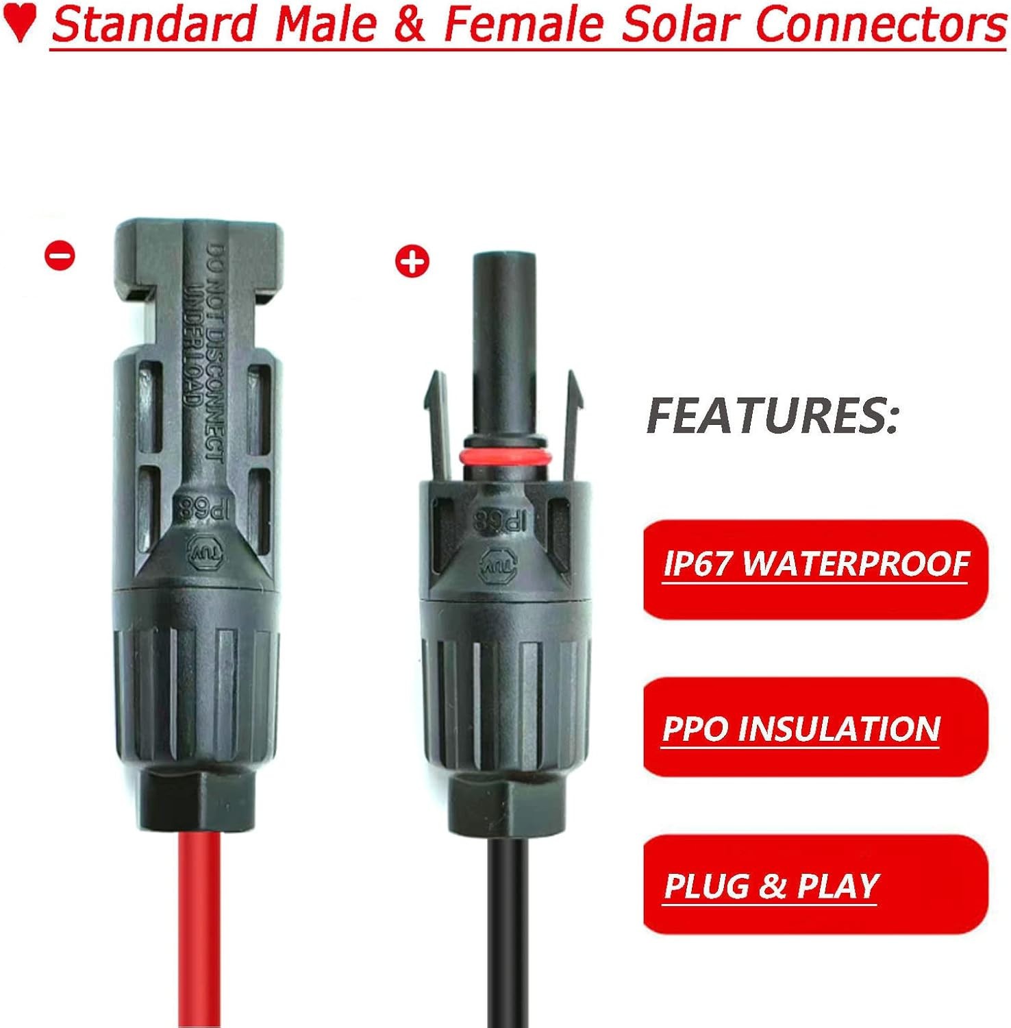 50FT Solar XT60 Adapter Extension Cord 12AWG for Power Stations