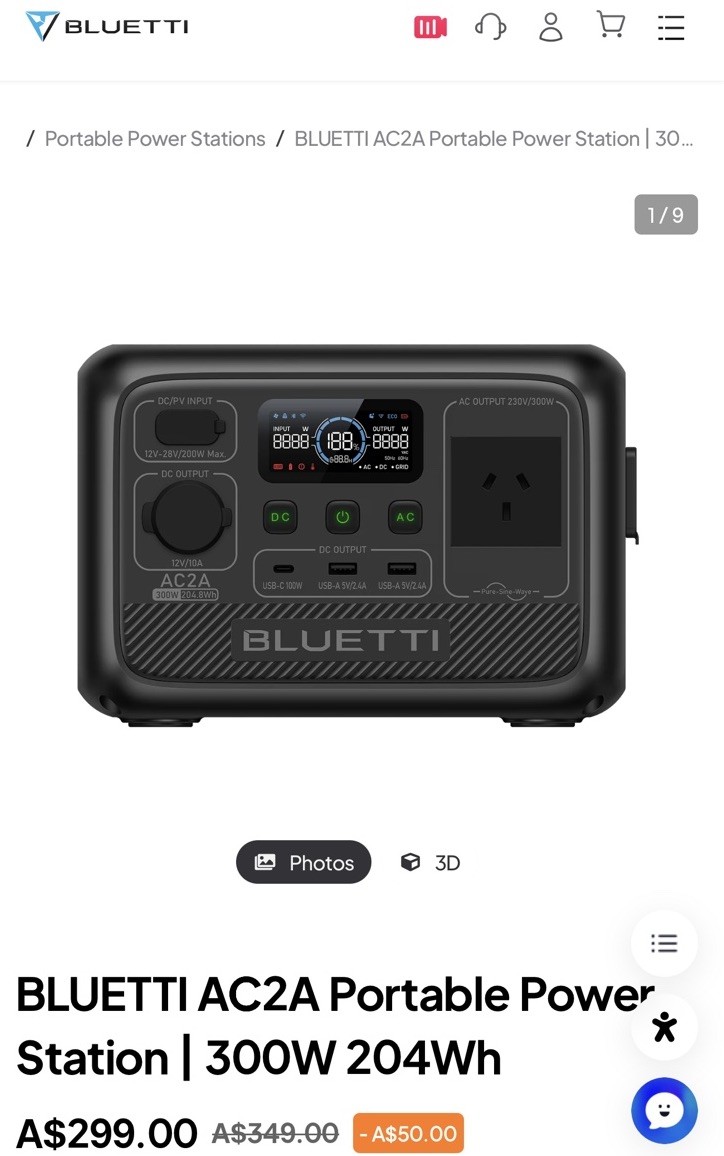 BLUETTI AC2A 300W 204Wh Portable Power Station Generator for Camping Backup, New