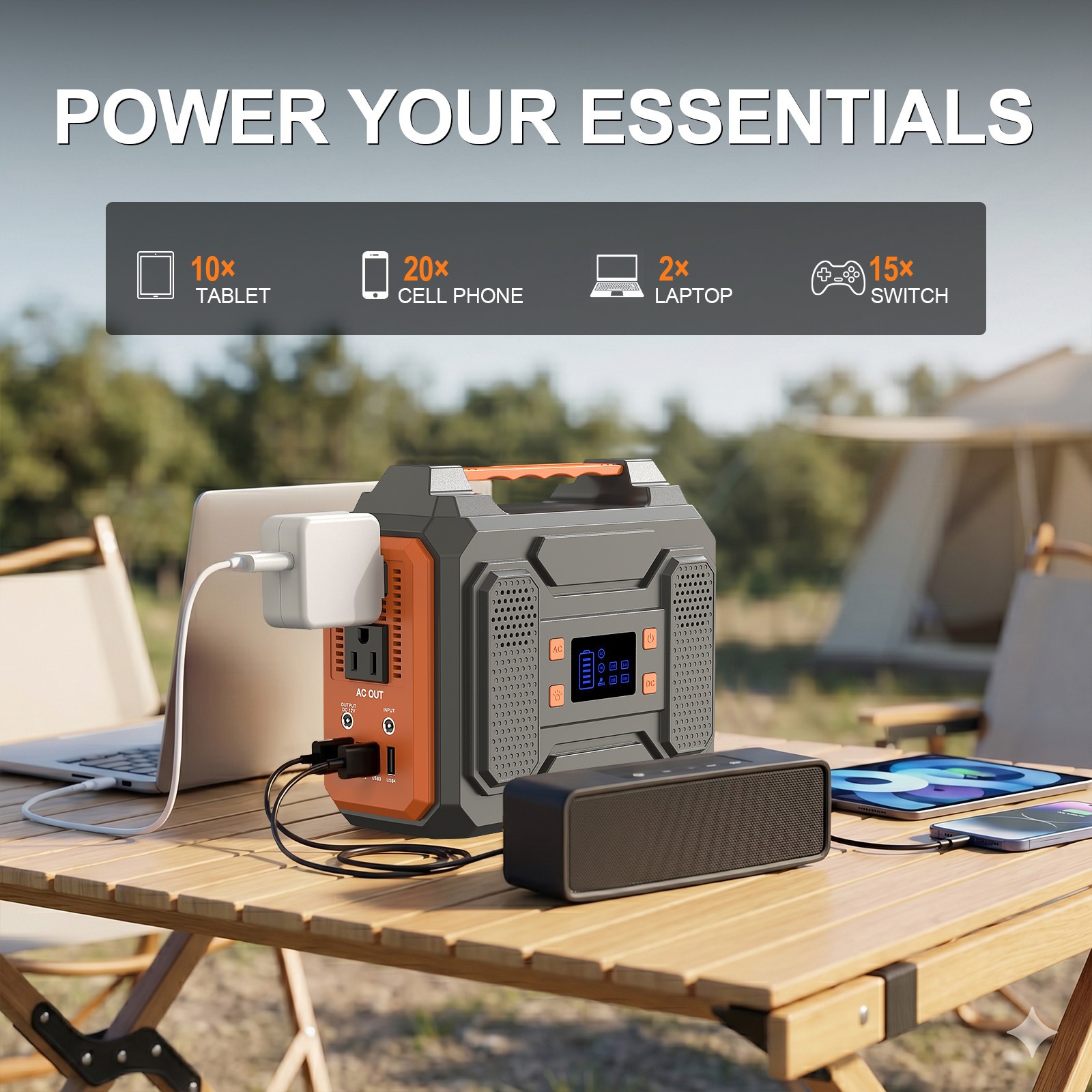 300W Portable Power Station 280Wh Solar Generator Camping RV Backup Battery Bank