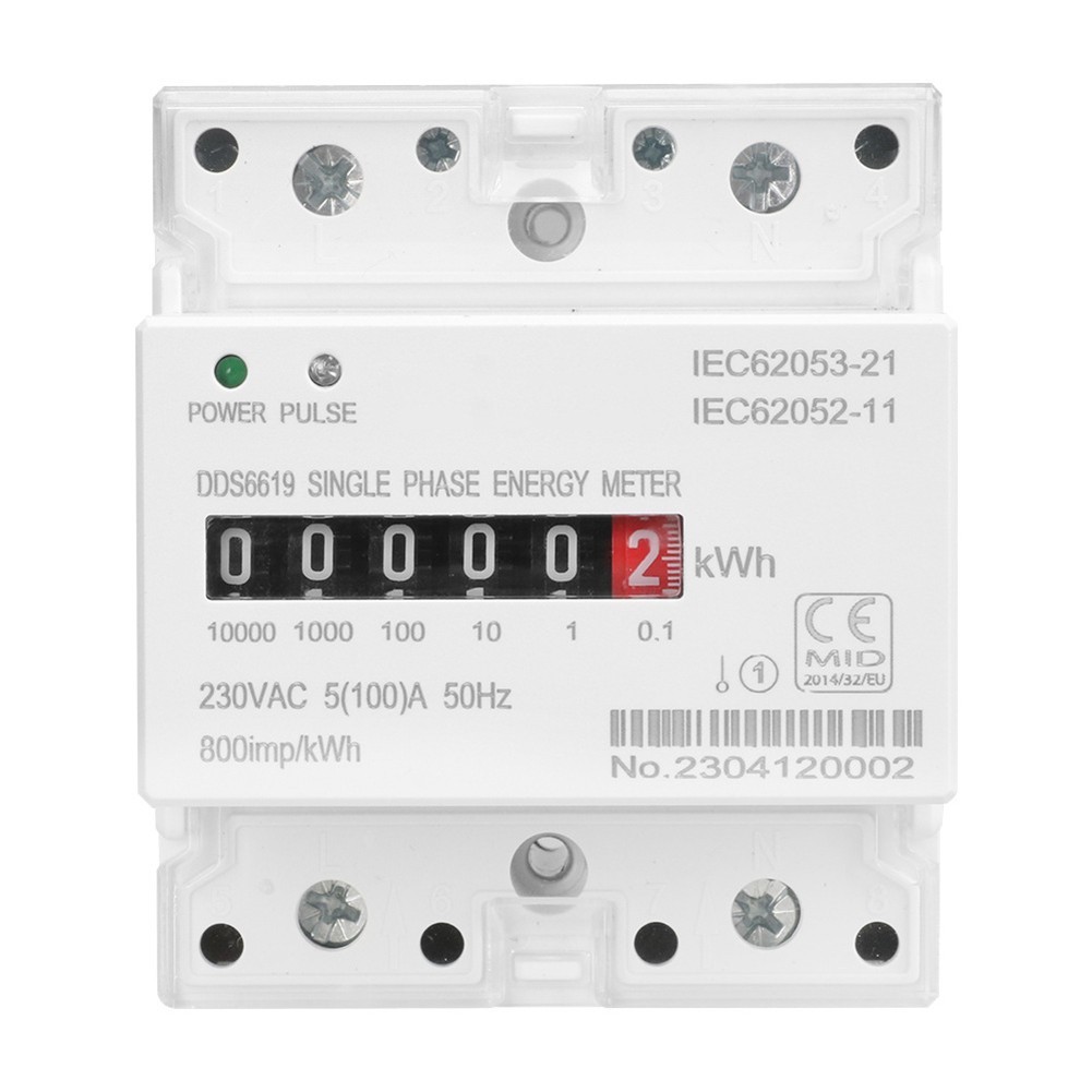 Electronic Energy Meter Single Phase 100A for Tracking Energy Usage Over Time