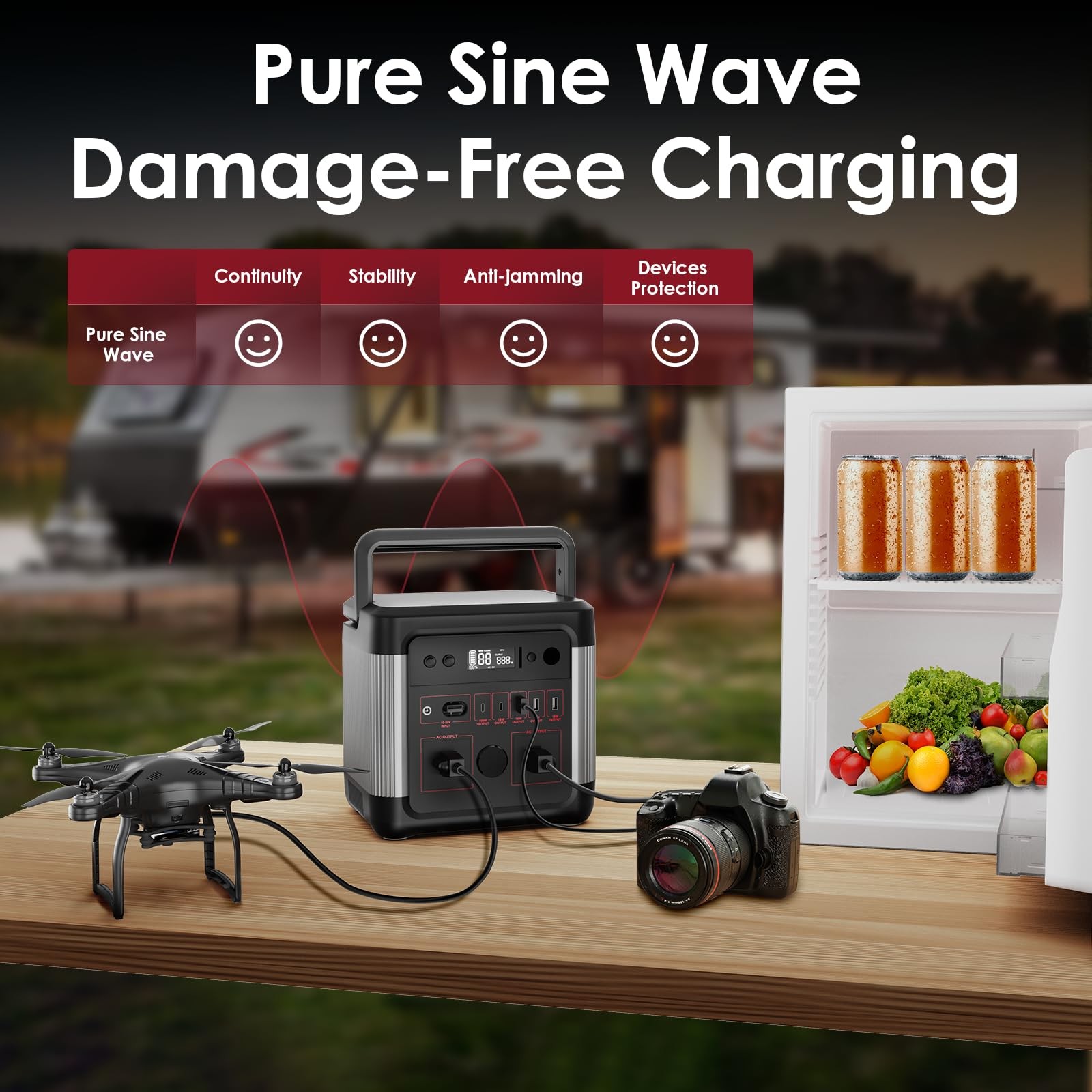 Portable Power Station 974.4Wh Solar Generator, 1200W (Peak 2400W) LiFePO4 Batte
