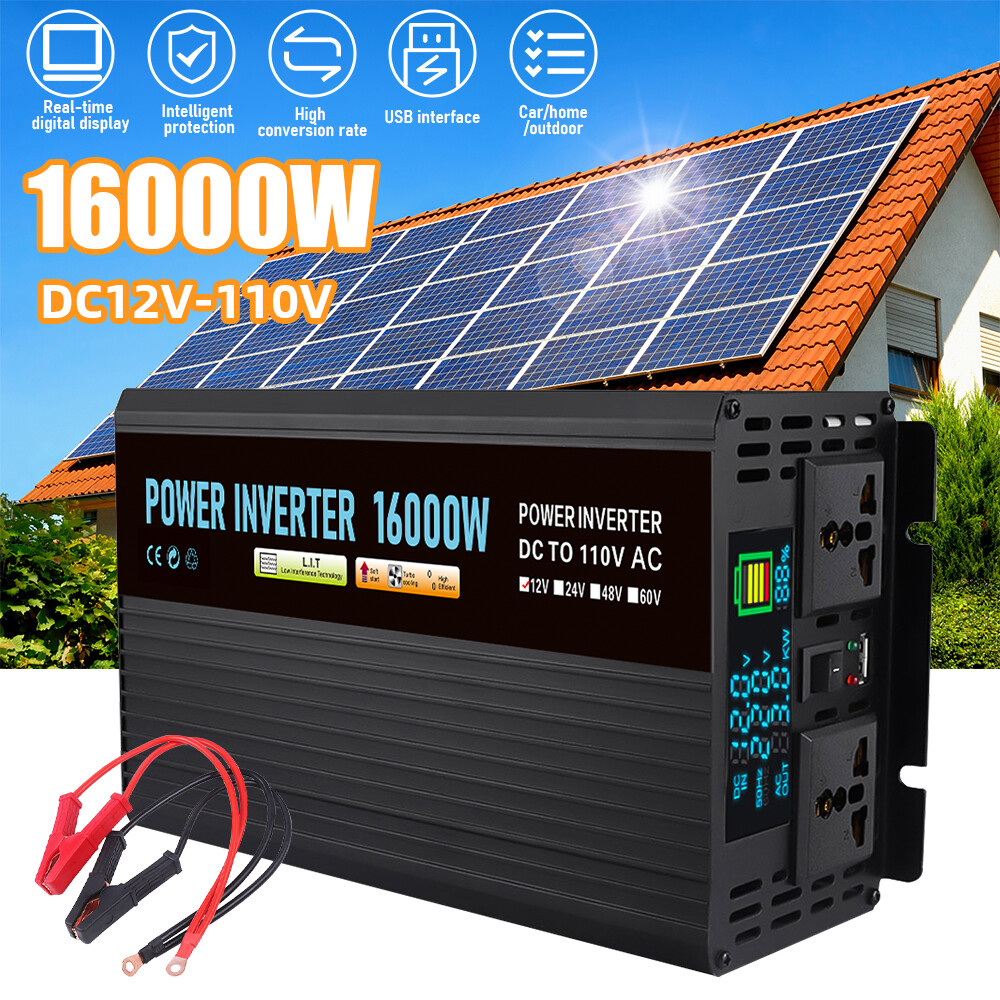 16000W Inverter Solar Panel Kit Solar Power Generator 100A Home 110V Grid System