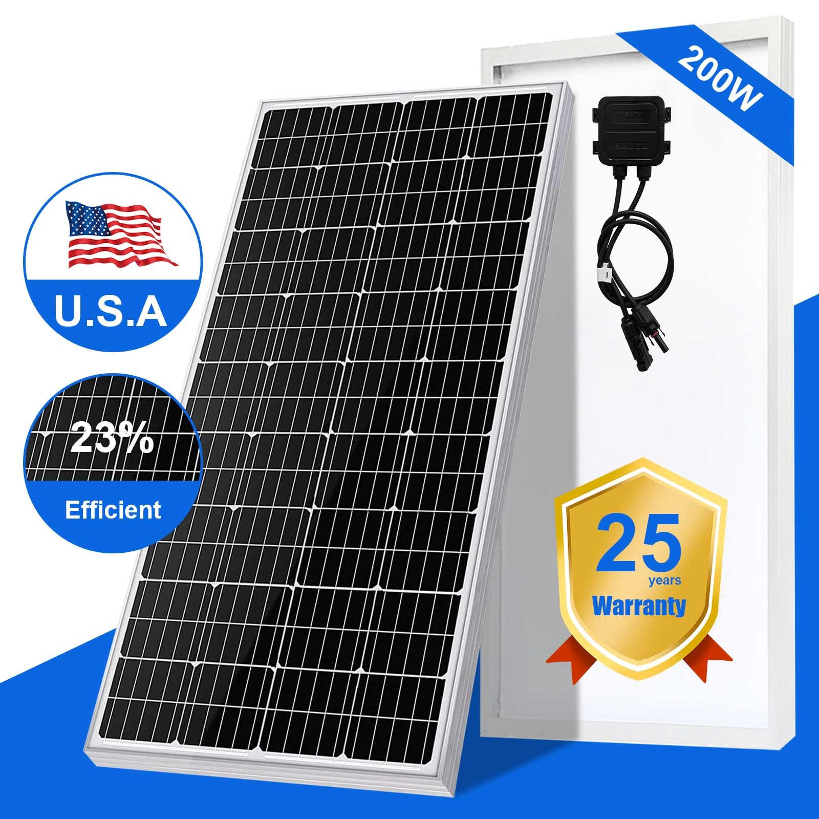 12V 200W Solar Panel Kit Caravan Camping Power Battery Charging Home Off Grid