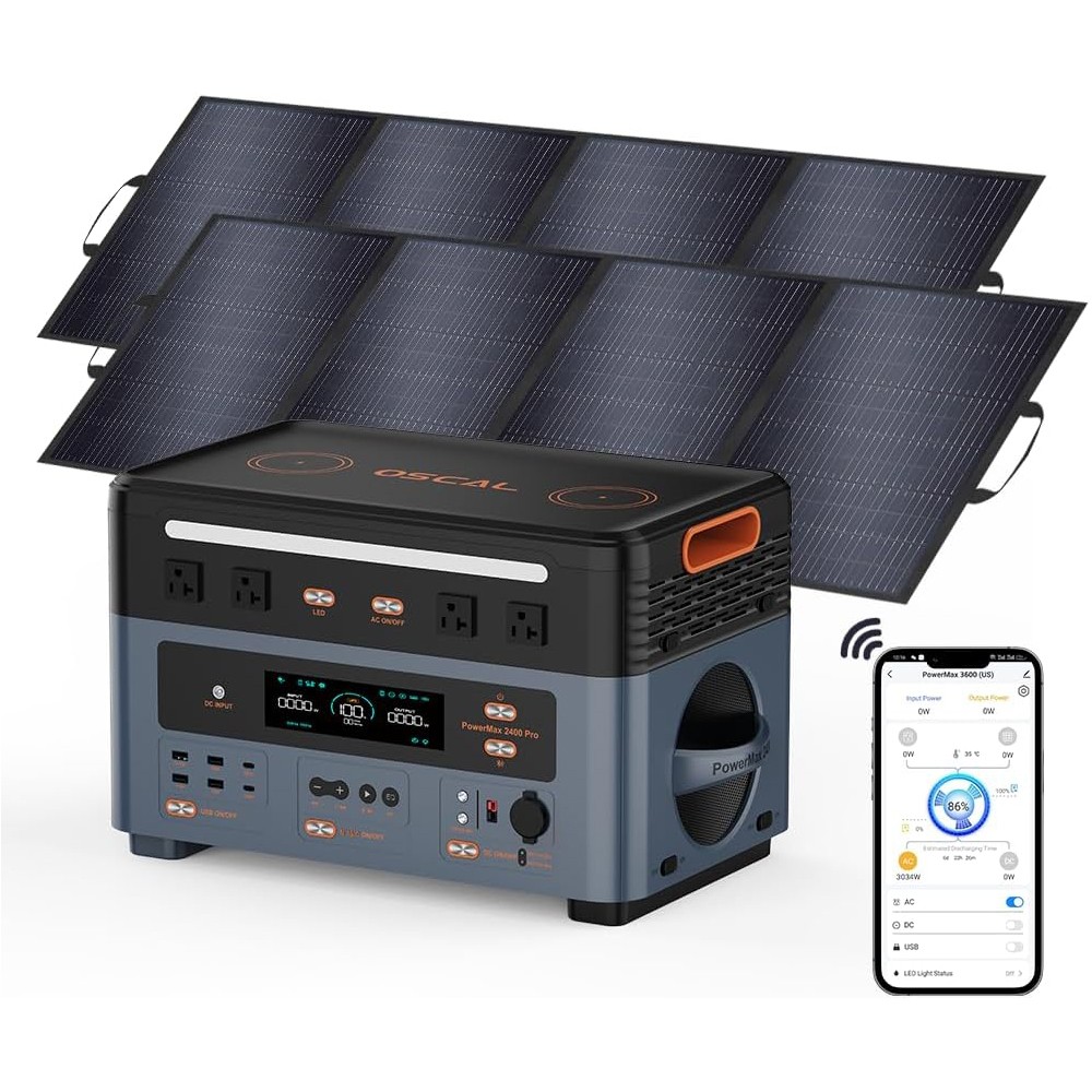 Blackview OSCAL 2400W Portable Power Station 1872Wh LiFePO4 +2x 200W Solar Panel