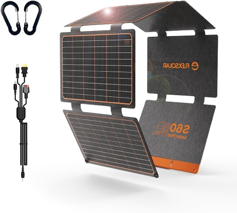 FlexSolar 60W Portable Solar Panel PD3.0 USB C QC3.0 Foldable