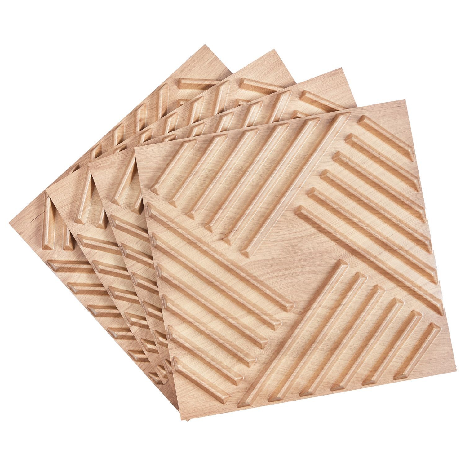 3D Wall Panels 12 – Pack 19.7×19.7in PVC Light Wood Accent Wall Decor