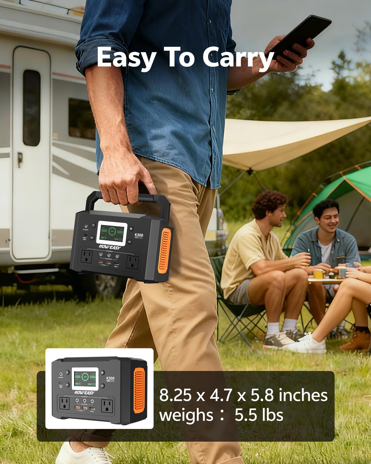 HOWEASY Portable Power Station 300W, 222Wh Solar Generator with 110V Pure Sin…