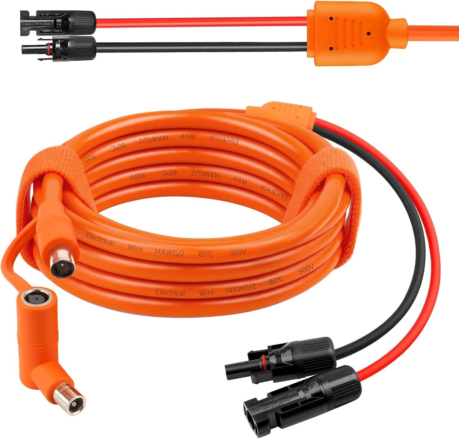 Solar to DC 8mm Charge Extension Cable 10FT,12AWG+14AWG Solar Cable with Sola…
