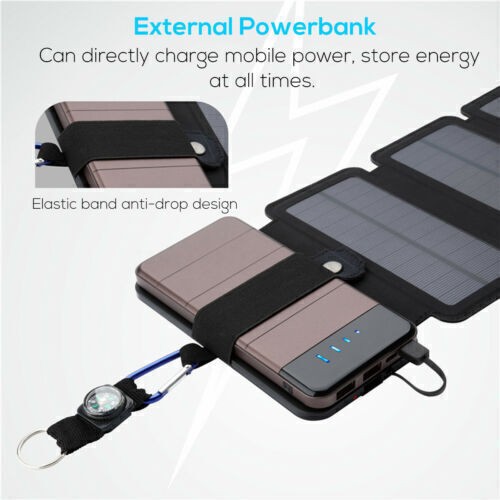 Solar Panel Folding PV Power Outdoor Camping Hiking USB Phone Charger Portable