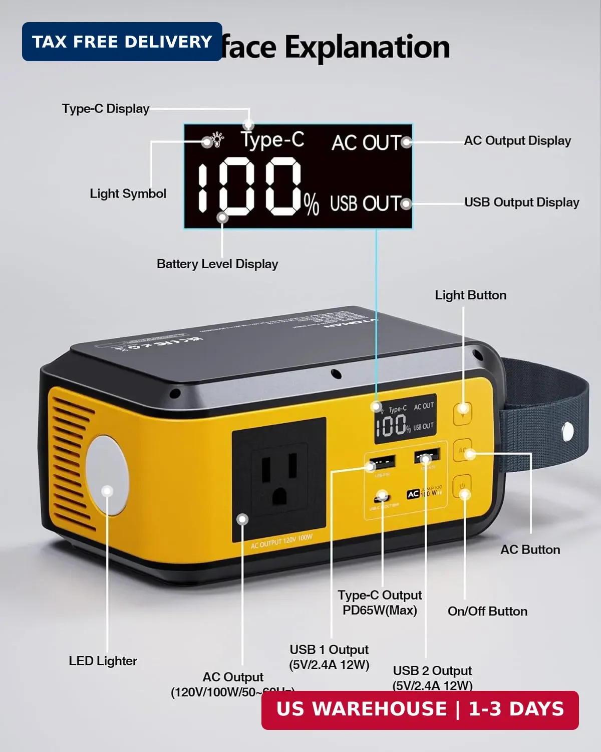 VTOMAN Jump 100 Portable Power Station, Solar Generator LiFePO4 Battery Power St