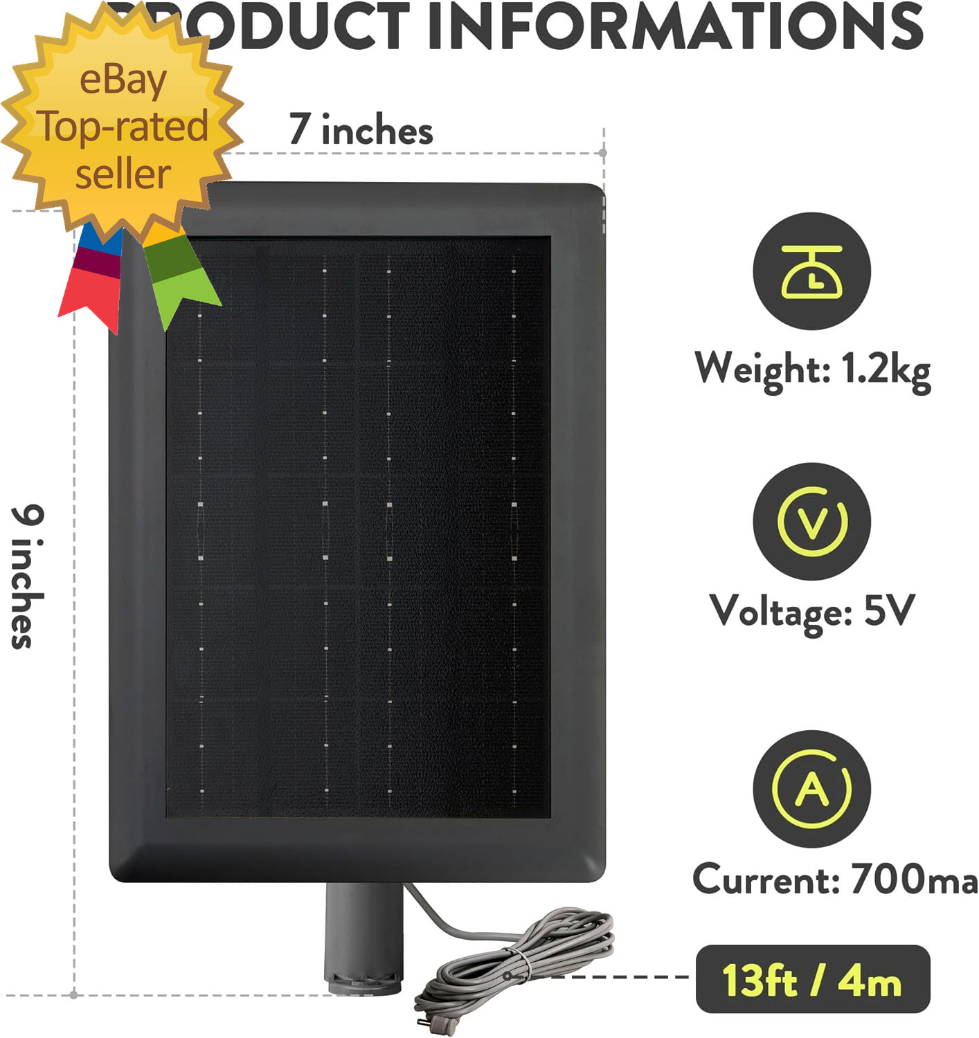 Ring Solar Panel(2Nd Generation) 5W Ring Solar Panel Charger with Mount