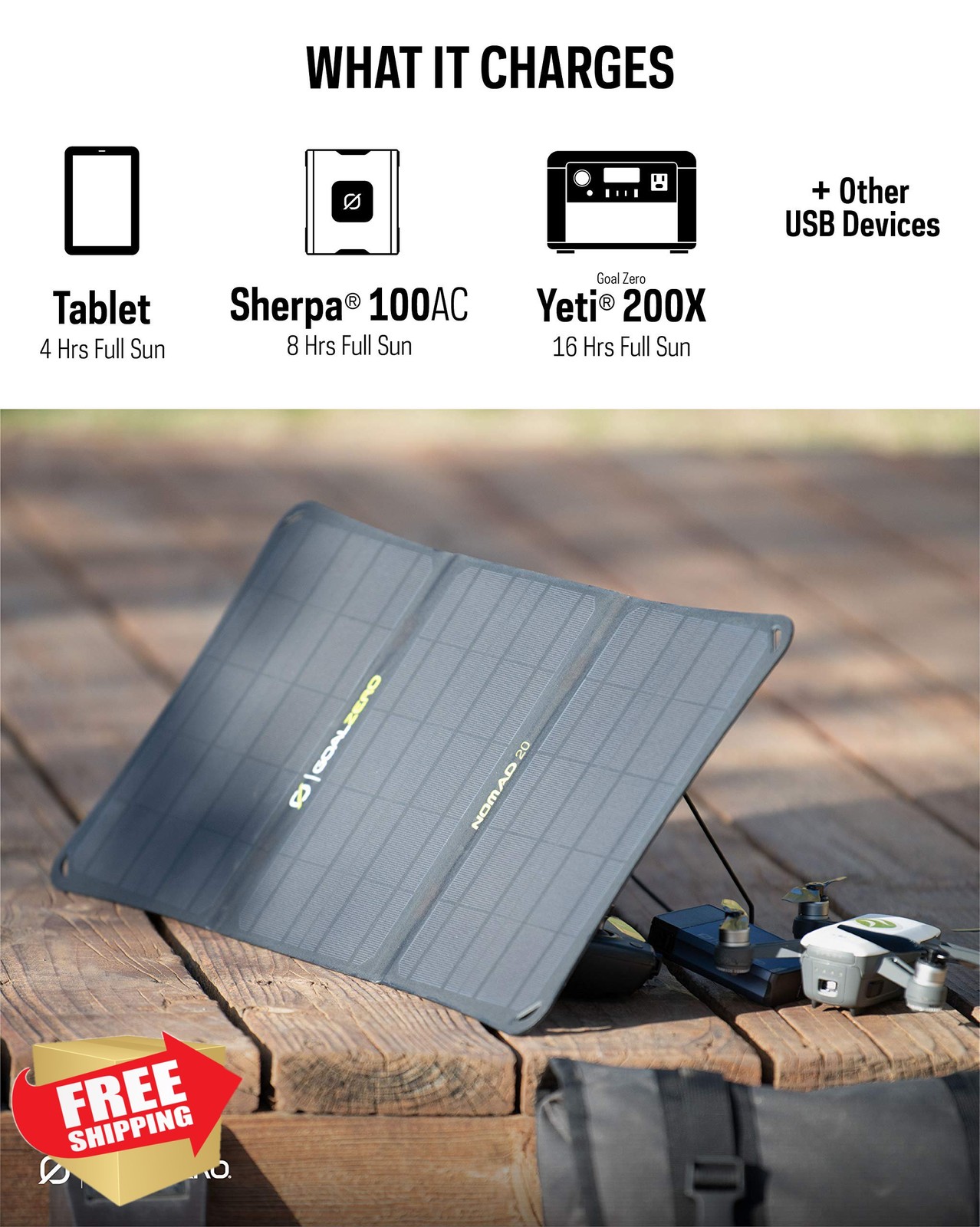 Goal Zero Nomad 20 Watt Solar Panel Foldable Portable USB