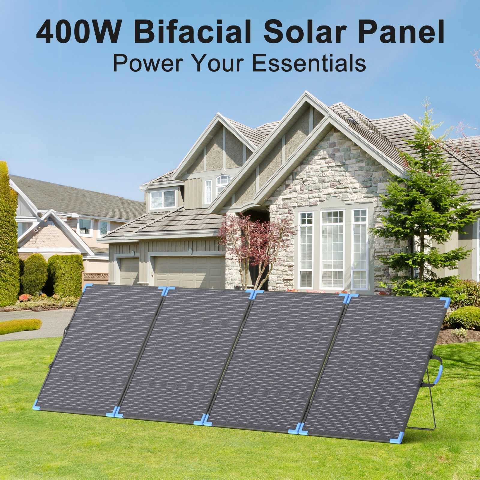E-POWO 400W 220W 110W Bifacial Solar Panel for Power Stations Solar Generator RV