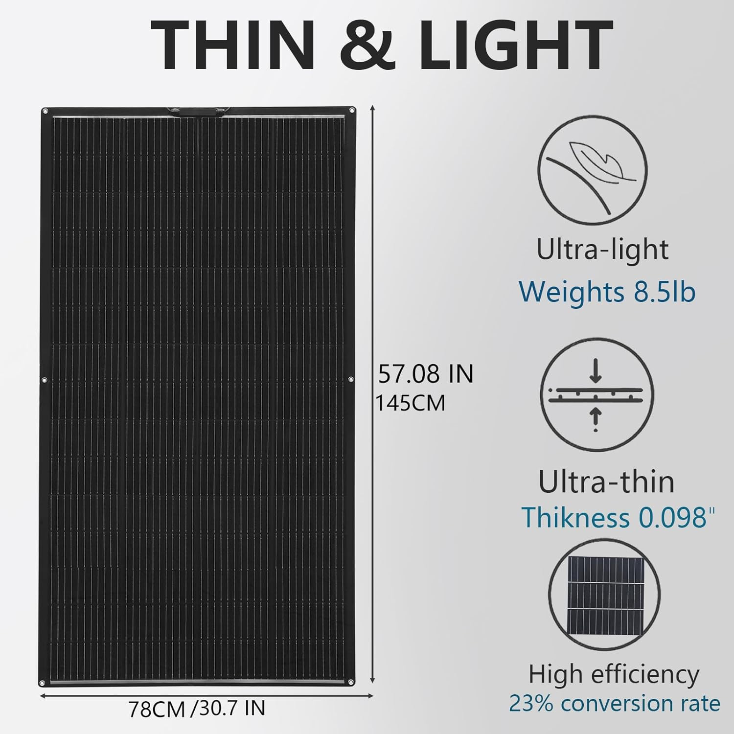 Flexible Solar Panel 200 Watts Monocrystalline Fiberglass Solar Modules Charger