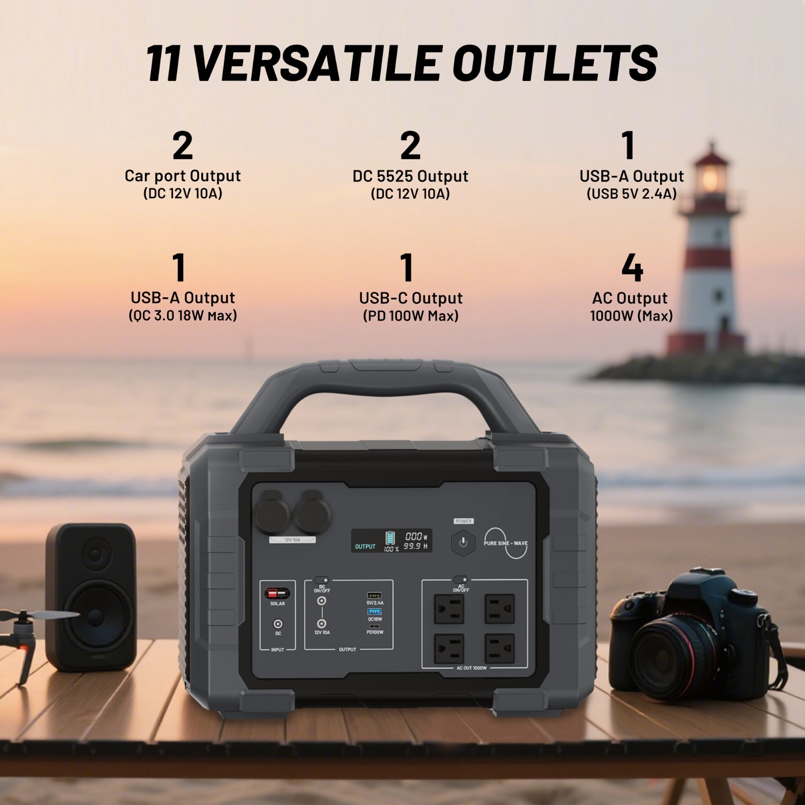 1000W US Standard Dual-Direction Fast Charging Portable Power Storage Device