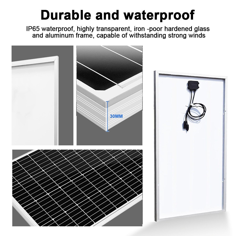 200W 12V Solar Panel High Efficiency Monocrystalline Module For RV Boat Home NEW