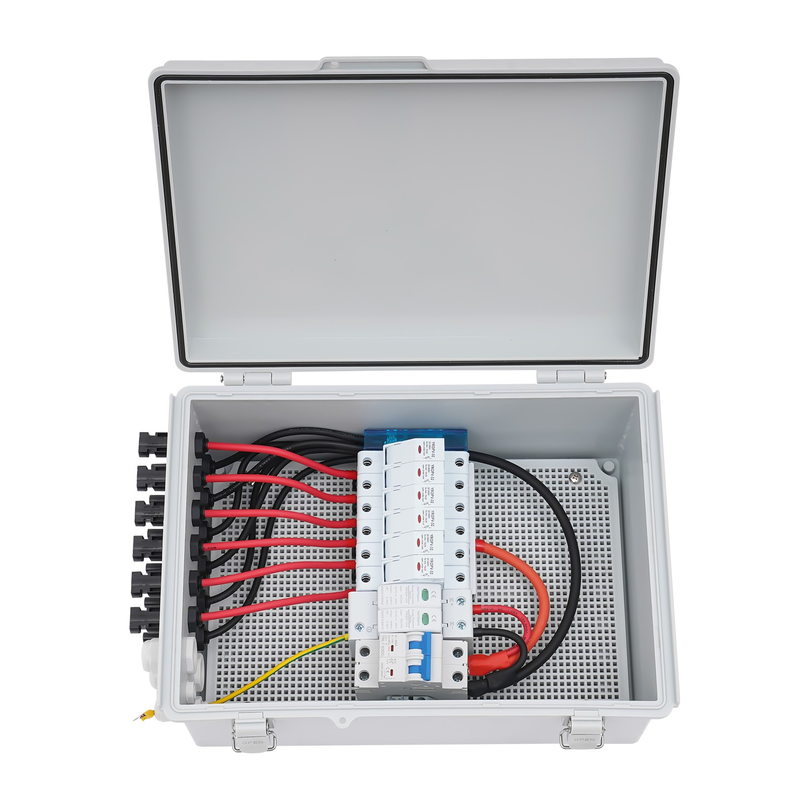 Solar PV Combiner Box With Lightning Protection 63A 6 strings For Solar Panel