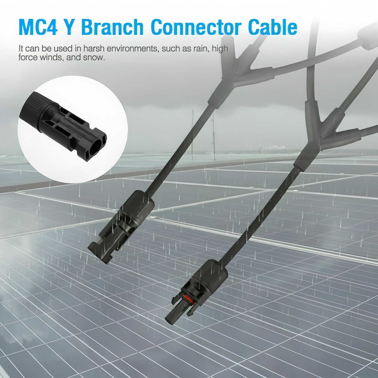 1Pair Solar Cable Splitter Waterproof 2Y/ 4Y Branch Solar Panel Cable Connector